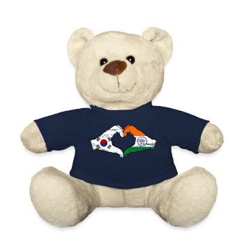 South Korea India flag hands heart shape used - Teddy Bear - french navy - Front