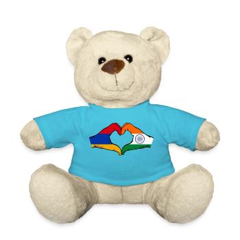 Armenien Indien Flagge Hände Herzform - Teddy - Atollblau - Vorne