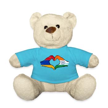 Armenien Indien Flagge Hände Herzform used - Teddy - Atollblau - Vorne