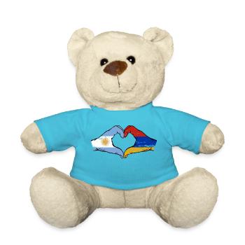 Argentina Armenia Flag Hands Heart Shape Used - Teddy Bear - atoll blue - Front