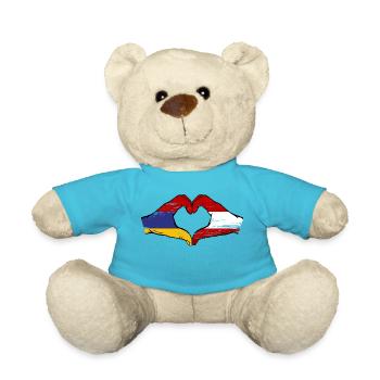 Armenia Austria Flag Hands Heart Shape Used - Teddy Bear - atoll blue - Front