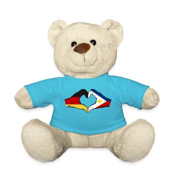 Deutschland Philippinen Flagge Hände Herzform - Teddy - Atollblau - Vorne