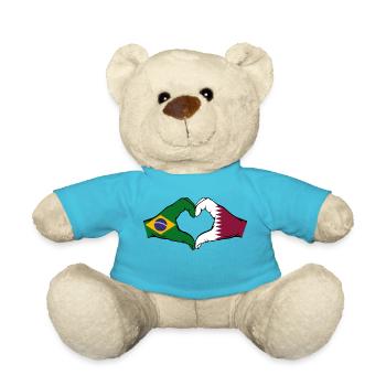 Brésil Qatar drapeau mains forme coeur - Nounours - bleu outremer - Devant