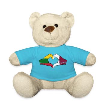 Litauen Katar Flagge Hände Herzform used - Teddy - Atollblau - Vorne