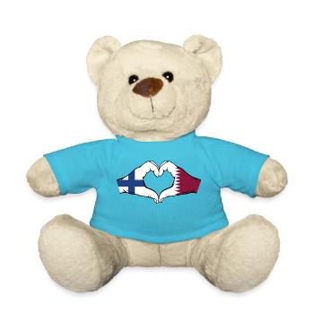 Finlande Qatar drapeau mains forme coeur - Nounours - bleu outremer - Devant