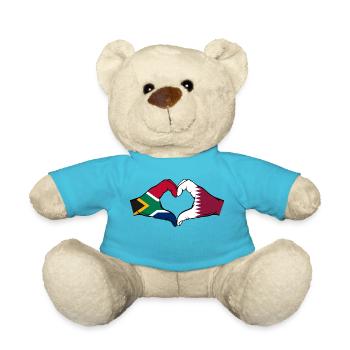 Afrique du Sud Qatar drapeau mains forme coeur - Nounours - bleu outremer - Devant