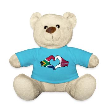 Afrique du Sud Drapeau Qatar mains forme de coeur utilisé - Nounours - bleu outremer - Devant