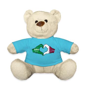 Saudi Arabia Qatar flag hands heart shape used - Teddy Bear - atoll blue - Front