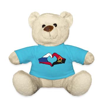 Russland Angola Flagge Hände Herzform - Teddy - Atollblau - Vorne