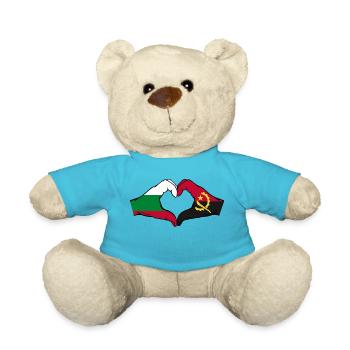 Bulgarien Angola Flagge Hände Herzform - Teddy - Atollblau - Vorne