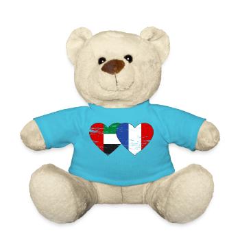United Arab Emirates France Flag - Teddy Bear - atoll blue - Front