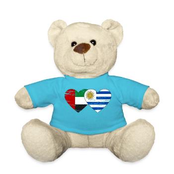 United Arab Emirates Uruguay Flag Heart - Teddy Bear - atoll blue - Front