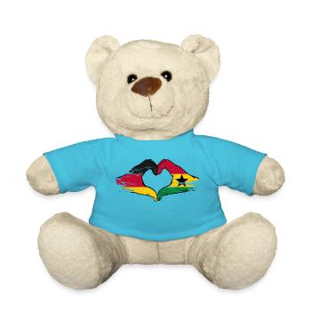 Deutschland Ghana Flagge Hände Herzform used - Teddy - Atollblau - Vorne