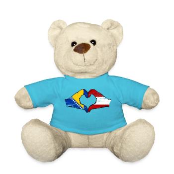 Bosnia Austria flag hands heart shape used - Teddy Bear - atoll blue - Front