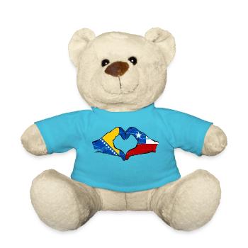Bosnia Chile flag hands heart shape used - Teddy Bear - atoll blue - Front