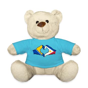 Bosnien Philippinen Flagge Hände Herzform - Teddy - Atollblau - Vorne