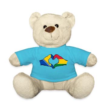 Bosnien Bolivien Flagge Hände Herzform - Teddy - Atollblau - Vorne