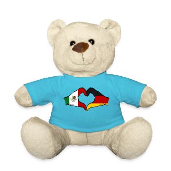 Mexique Allemagne Drapeau Mains Coeur Forme - Nounours - bleu outremer - Devant