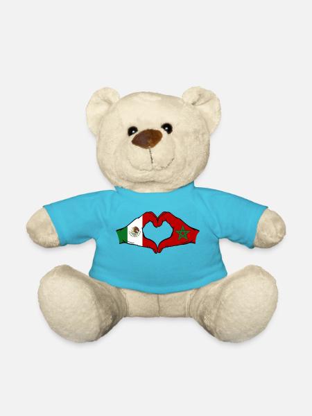 Mexique Maroc Drapeau Mains Coeur Forme - Nounours - bleu outremer