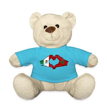 Mexiko Marokko Flagge Hände Herzform used - Teddy - Atollblau - Vorne