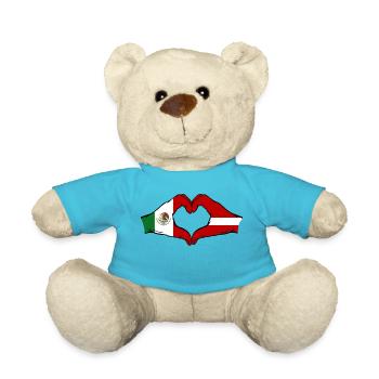 Mexique Lettonie Drapeau Mains Coeur Forme - Nounours - bleu outremer - Devant