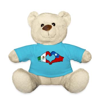 Mexiko Taiwan Flagge Hände Herzform used - Teddy - Atollblau - Vorne
