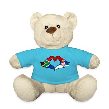 Afrique du Sud Serbie drapeau mains coeur utilisé - Nounours - bleu outremer - Devant