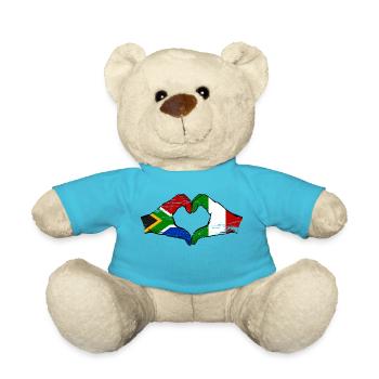 Afrique du Sud Italie Drapeau Mains Coeur Forme Utilisé - Nounours - bleu outremer - Devant