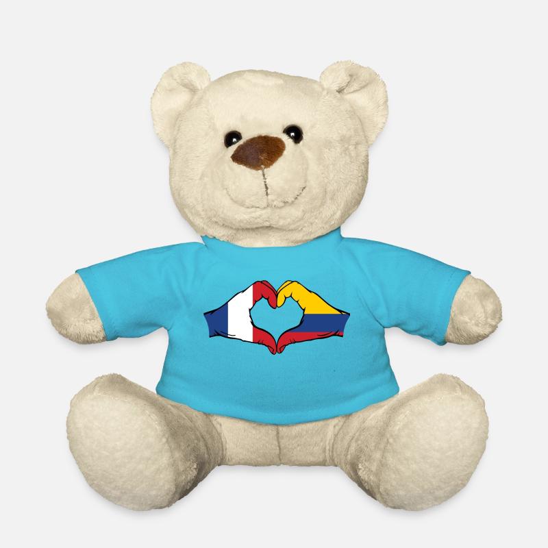 France Colombie Drapeau Mains Coeur Forme - Nounours - bleu outremer