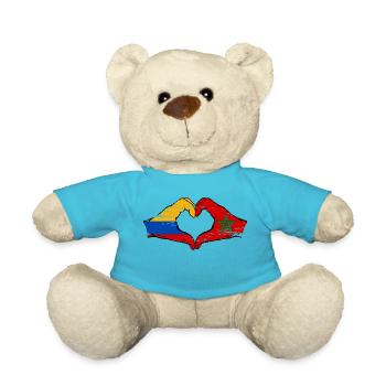 Kolumbien Marokko Flagge Hände Herzform used - Teddy - Atollblau - Vorne