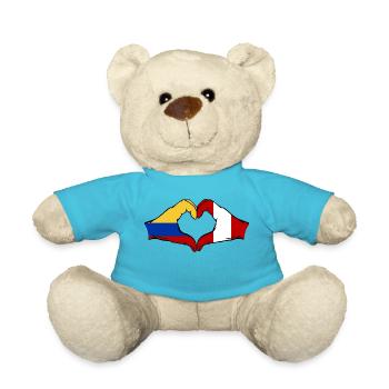 Kolumbien Peru Flagge Hände Herzform - Teddy - Atollblau - Vorne