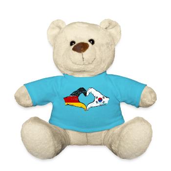 Allemagne Corée du Sud Drapeau Mains Coeur Forme Utilisé - Nounours - bleu outremer - Devant