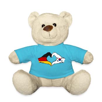 Allemagne Corée du Sud Drapeau Mains Coeur Forme - Nounours - bleu outremer - Devant