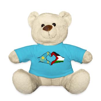 Kazakhstan Palestine Drapeau Mains Coeur Forme - Nounours - bleu outremer - Devant