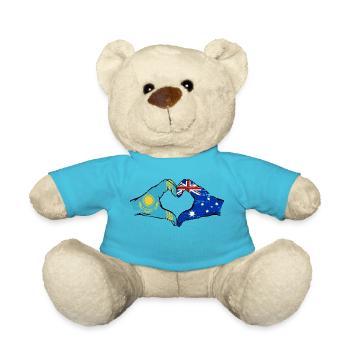 Kazakhstan Australie drapeau mains forme de coeur utilisé - Nounours - bleu outremer - Devant
