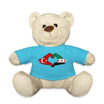 Turquie Syrie Drapeau Mains Coeur Forme Utilisé - Nounours - bleu outremer - Devant