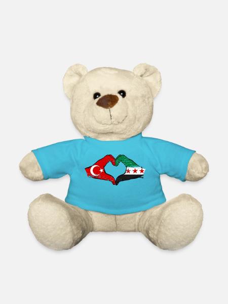 Türkei Syrien Flagge Hände Herzform used - Teddy - Atollblau