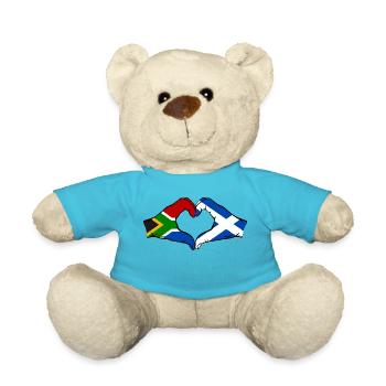 South Africa Scotland Flag Hands Heart Shape - Teddy Bear - atoll blue - Front