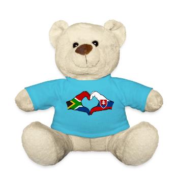 Südafrika Slowakei Flagge Hände Herzform - Teddy - Atollblau - Vorne
