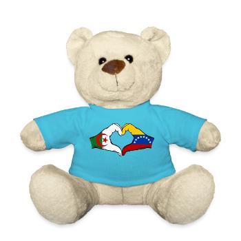 Algeria Venezuela Flag Hands Heart Shape - Teddy Bear - atoll blue - Front