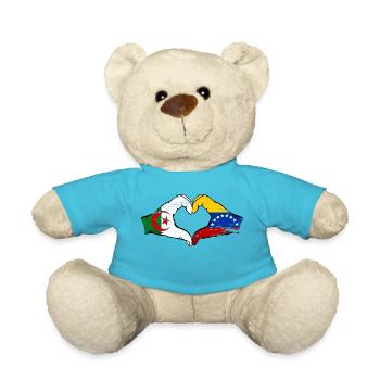 Algeria Venezuela Flag Hands Heart Shape Used - Teddy Bear - atoll blue - Front
