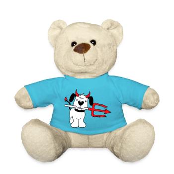 Chien Diable Satan Enfer Mal Trident Cornes Cool - Nounours - bleu outremer - Devant