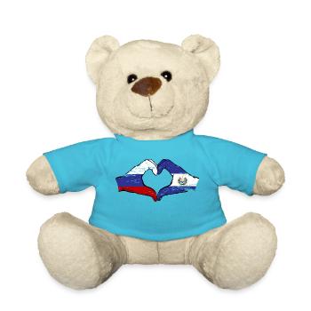 Russie El Salvador Drapeau Mains Coeur Forme Utilisé - Nounours - bleu outremer - Devant