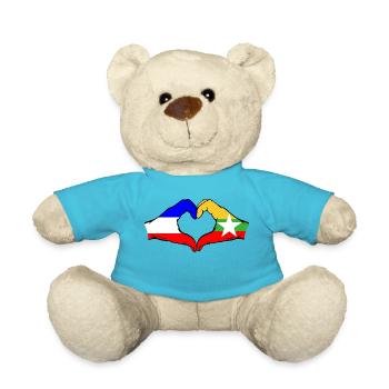 Holland Myanmar Flag Hands Heart Shape - Teddy Bear - atoll blue - Front