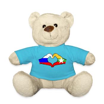 Russia Myanmar Flag Hands Heart Shape - Teddy Bear - atoll blue - Front