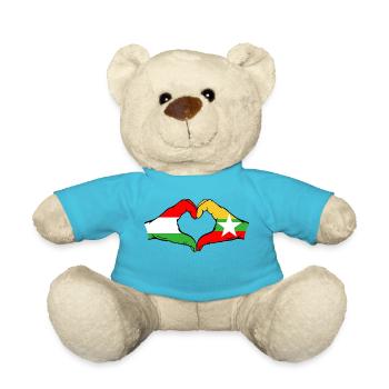 Hungary Myanmar Flag Hands Heart Shape - Teddy Bear - atoll blue - Front