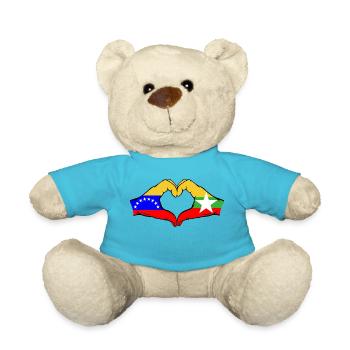 Venezuela Myanmar Flag Hands Heart Shape - Teddy Bear - atoll blue - Front