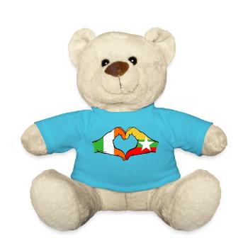 Ireland Myanmar Flag Hands Heart Shape - Teddy Bear - atoll blue - Front