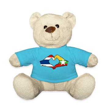 Thailand Myanmar Flag Hands Heart Shape - Teddy Bear - atoll blue - Front