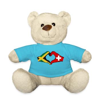 Jamaica Switzerland Hands Heart Shape - Teddy Bear - atoll blue - Front
